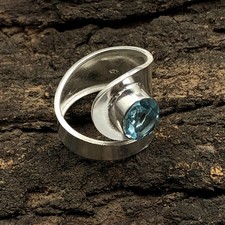 Blue Topaz Gemstone 925 Sterling Silver Ring Handmade Jewelry Ring For Gift