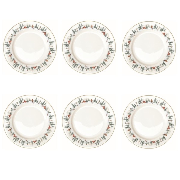 6Er Set Speiseteller Chalet WinterhüTte D. 27Cm Porzellan Easy Life-image