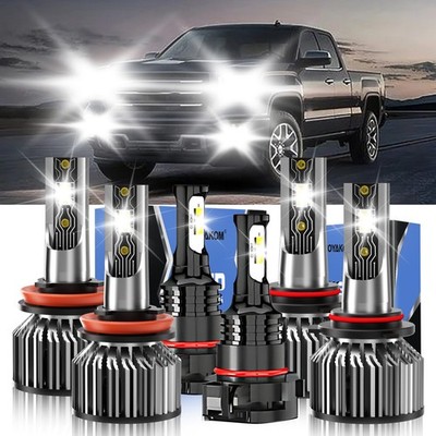 For GMC Sierra 1500 2007-2013 LED Headlight Combo + Fog Light Bulb 6500K 26000LM