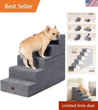 5-Step Foldable Dog Stairs - Easy Access for Small Pets, Grey Indoor Ramp