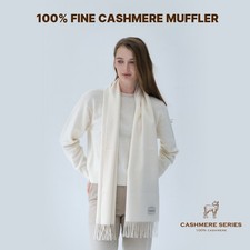 100 Fine Cashmere Ivory White Scarf Soft Warm Men Women Winter Muffler