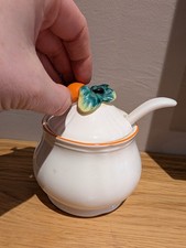 Vintage Ceramic Marmalade / Jam Pot Fruit  Orange Handpainted