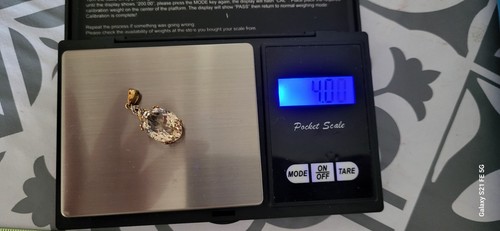 9k Yellow Gold Champagne Danburite & Diamond Amulet Pendant Necklace 47 cm - Picture 12 of 16