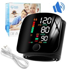 Blood Pressure Monitor Wrist Automatic Voice Talking Digital BP Cuff