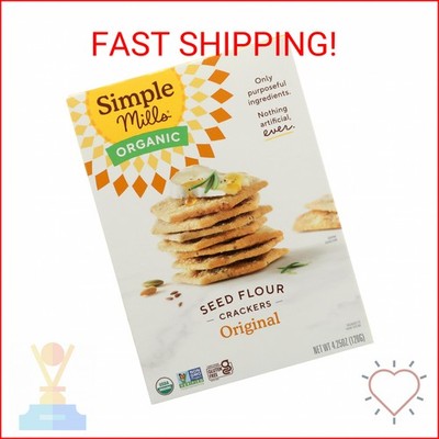 Simple Mills Organic Seed Crackers, Original, Gluten Free, Flax Seed, Sunflower