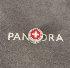 Pandora Switzerland Flag Dangle Charm Bead S925 Sterling Silver Jewelry