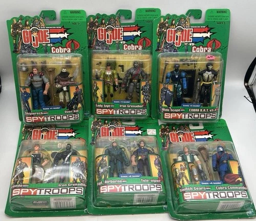 MTB-GI Joe Spy Troops Lot 6 Sealed 2 Packs Cobra Commander BAT 1998 Hasbro