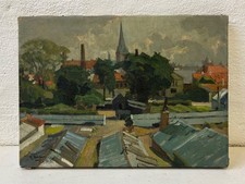 Petit Ölbild Vue Sur Helsingör En Danemark Richard Böcher 1927 29 X 40 CM