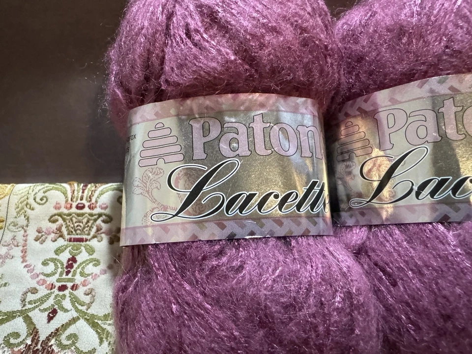 LOTE de 3 Patons Lacette Hilado Granate Niebla Nylon Acrílico Mohair 235 YD 1,75 OZ Foto 2 de 4