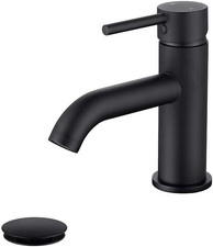 Single Handle Black Bathroom Faucet with Metal Drain Assembly and Escutcheon, Ma