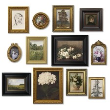 12 Pcs Vintage Picture Frame Set for Gallery Wall — Antique Gold & Brass, Sizes