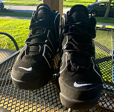 Nike Air More Uptempo Black/White Mid Top Lace Up Colorblock Sneaker