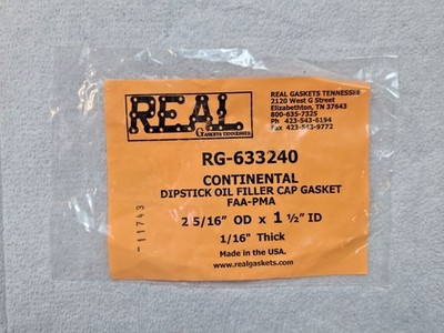 Real RG-633240 CONTINENTAL Oil Filler Cap Gasket-E-185, IO-360, IO-520 & more