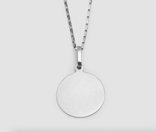 Loren Stewart Sterling Silver Disk Pendant + Long Link Chain 22" — Set