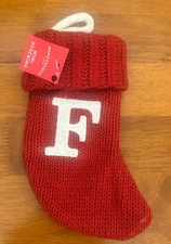 Target Wondershop Monogram Mini Christmas Stocking Initial Letter F Red Knit  8”