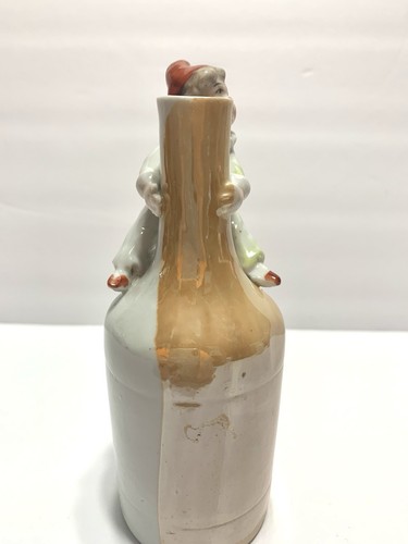 Scarce Vintage Schafer and Vater Germany Clown and Dog Porcelain Flask 5" - Picture 5 of 11