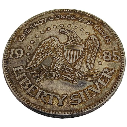 1985 A-Mark Liberty Silver Eagle Bell 1 oz .999+ Fine Silver Round Life Liberty