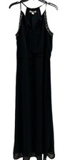 Forever 21 Collection Vintage Beaded Sheer long black sleeveless maxi dress Sz S