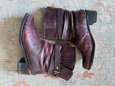 Stuart Weitzman Spain Made Womens 7 M Redwood Leather Short Biker Boots