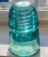 Vintage Hemingray Glass Co. Blue/ Green Beehive Glass Telegraph Insulator