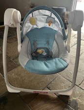 Ingenuity Baby Swing Adjustable Speeds Music Portable Blue Gray White Infant