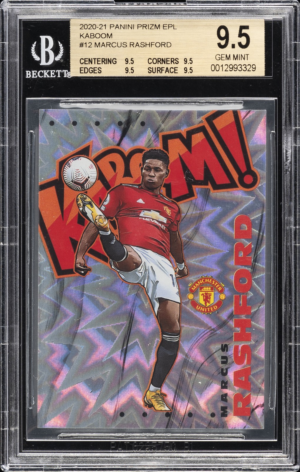 2020-21 PANNI PRIZM EPL KABOOM #12 MARCUS RASHFORD BGS 9.5