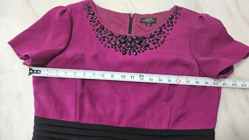 Tahari Black & Red Short Sleeves Crew Neck Pullover Women's Dress Size 14P - Picture 12 of 14