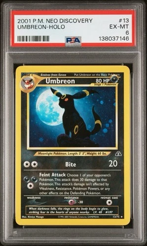 Pokémon Umbreon Neo Discovery 13/75 Holo Rare Unlimited PSA 6 2001