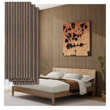 Peel and Stick Acoustic Wall Panels 8-Pack 43.3" 11.8" 3D Wood Dark Walnut