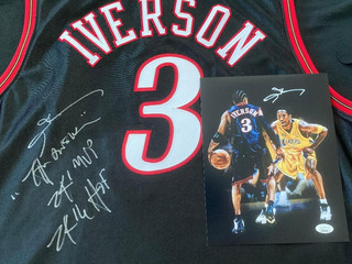 ALLEN IVERSON AUTOGRAPHED 2000 01 PHILADELPHIA 76ERS FINALS JERSEY & 8X10 PHOTO