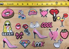 Patch Lot - 19 Patches - Pink Girls Mix - 19 Patches w/Iron-On Attachment 1