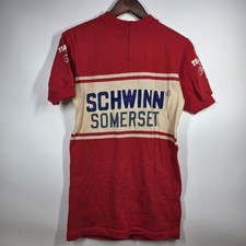 Vintage Schwinn Team Somerset Cycling Jersey Size 42 100 Wool Red 1970s Rare