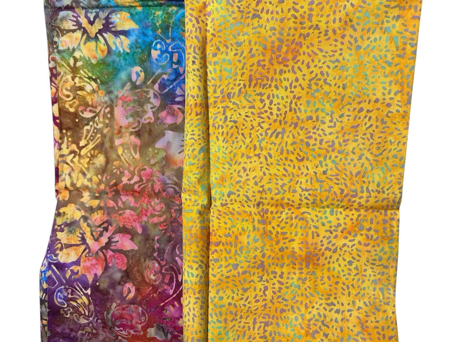 2 Unique Cotton Fabric Pieces + Large Button