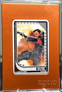 2025 Agoro Marvel INFINITY SAGA Trading Coin HAWKEYE #101 Topaz 1oz Silver