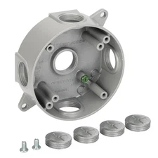 Round Outdoor Electrical Box,Five 0.75”Hole Round Junction Box,Aluminum Const...