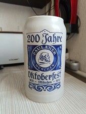 Maßkrug Glas 1 Liter Bier "200 Jahre Oktoberfest" Paulaner München Steinkrug Top