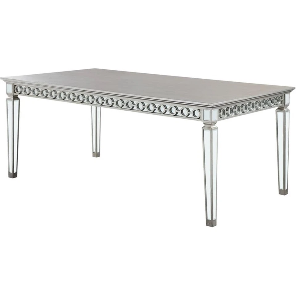Mesa de comedor rectangular ACME Varian en platino espejado y antiguo Foto 2 de 4