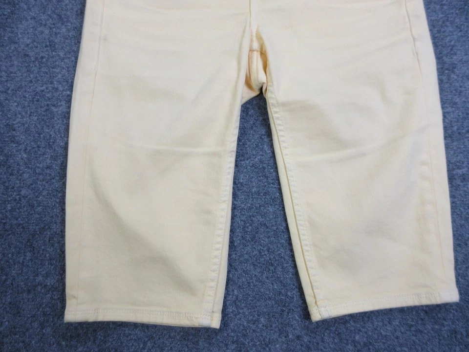 Calça Tommy Bahama Denim Clam Digger Feminina 4 Amarela Limão Torção Cropped Elástica - Imagem 2 de 4