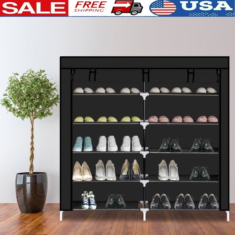 Heavy-Duty 7-Tier Dustproof Shoe Rack Organizer Holds 36 Pairs