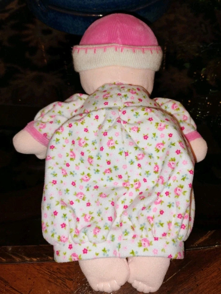 Carter's Baby Doll Sonajero Peluche Blanco con Flores Rosas y Verdes Camisón 10" Juguete G Foto 2 de 4