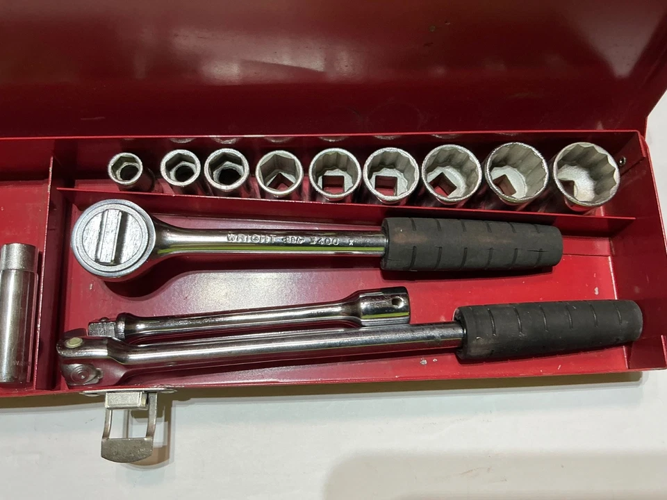 Vintage Wright 19 Piece 3/8” Drive Short/deep Socket Set With Original Box USA - Image 3 of 4