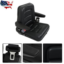 Adjustable Backrest Tractor Seat w/Safety Belt Armrest Universal Forklift Seat