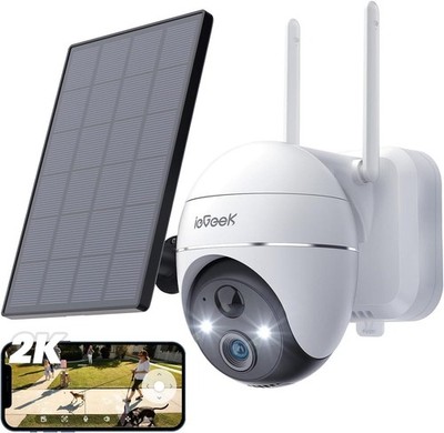 ieGeek Security Camera Outdoor,2K Wireless WiFi 360° PTZ,Solar Battery Powered