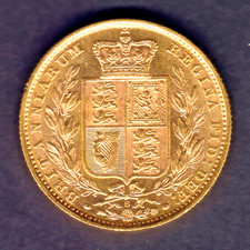 Australia.. 1885 Sydney - Shield Sovereign..  Near Full Lustre - gEF/UNC