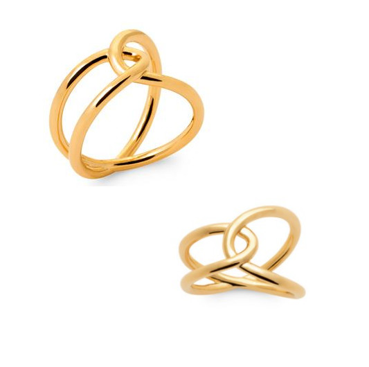 Bague fils entrelacés en plaqué or jaune pour un style bohème chic