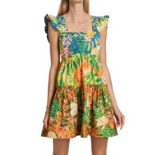 FARM Rio Caipirinha Tiered Floral Colourful Bohemian Mini Dress Small