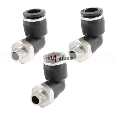 3Pcs Elbow Design 10 mm Hole 1/8''  PT Threaded Pneumatic Quick Joint Connector  