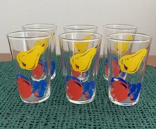 Set Of 6 Libbey Safe Edge Juice Drinking Glasses Fruit Pear Apple Berry Libby