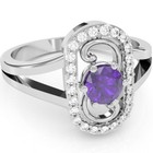 14k Solid Gold Split Band 4mm Amethyst Diamond Cocktail Ring — photo 1
