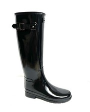 Hunter Womens Original Refined Gloss Rain Boot Black 6 M